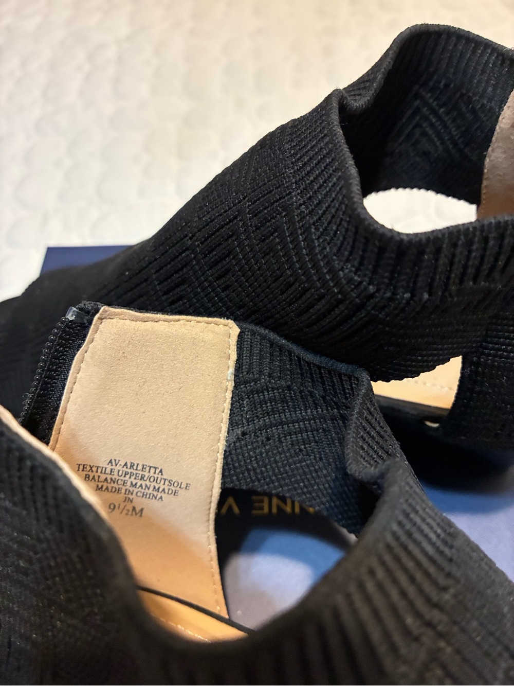 Adrienne Vittadini Black Knit Open-Toe Wedge Sandals - Picture 5 of 5